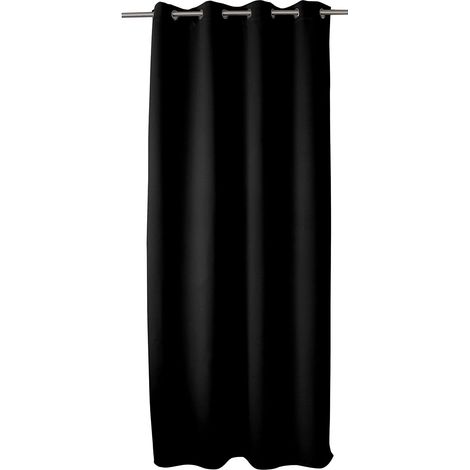 Rideau occultant, œillets argentés, noir, 140x300cm, 100% polyester (1/4)