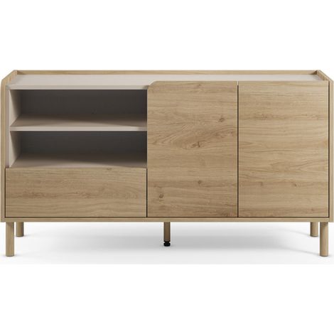 ISADORA - Buffet 2 portes 141 cm en mélamine - Chêne clair