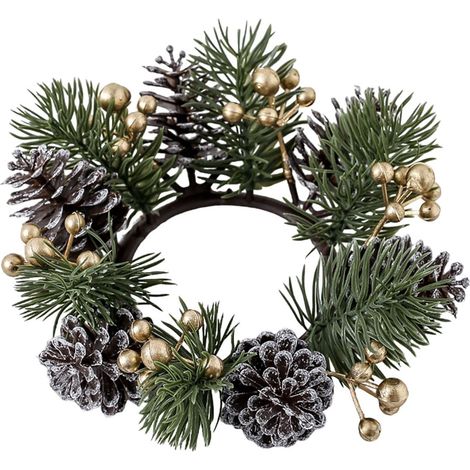 Couronne De Bougie De Noël - Décoration De Table Et Murale En Bois - Pour Chandeliers, Fenêtres, Armoires Et Chaises - 1 Pièce (1/5)