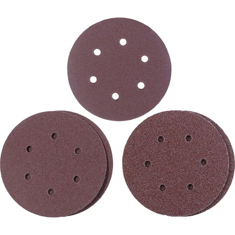 Lot de 5 disques de 150 mm de diamètre pour ponceuse excentrique à air comprimé, différents grains 2 x K40, 2 x K80, 1 x K120 (1/3)
