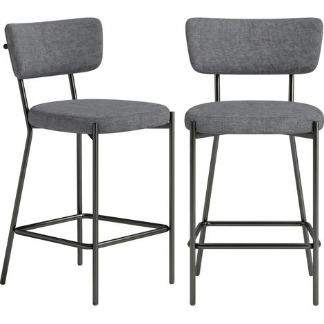 Lot de 2 tabourets, gris, pour cuisine et salle à manger, pour îlot de cuisine, espace petit-déjeuner