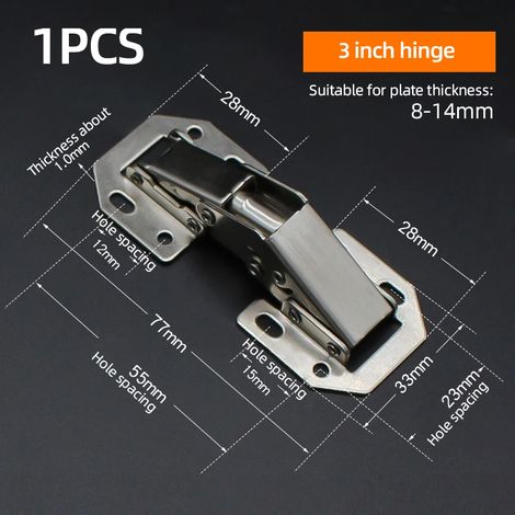 Charnières (1 pièce, 7,6 cm) - Fixations pour meubles - Sans perçage - Pour portes de placards et d'armoires de cuisine - Avec vis - Quincaillerie pour meubles (1/5)