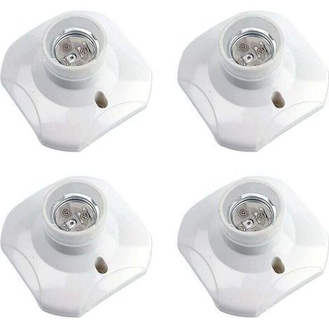Douille Plafond E27 à Visser, Douille E27 Garage, AC 220-240V, Support Douille pour Ampoule LED, Base Plafonnier Culot E27, Base de Lampe Plastique Blanche pour Lampe au Mur, lot de 4 (1/4)