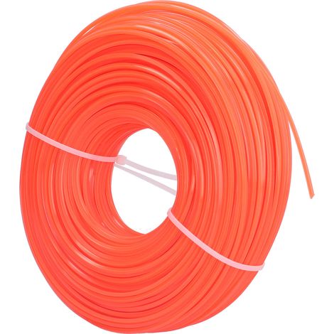 2,4 mm Vierkant-Nylon-Schneidfaden, 100 m, für Benzin-Freischneider - orangefarbener Vierkantdraht (Modell: 2,4 mm x 100 Meter) (1/5)