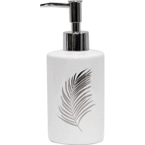 Distributeur de Savon Imprimé "Orbella" 17cm Blanc & Argent (1/3)