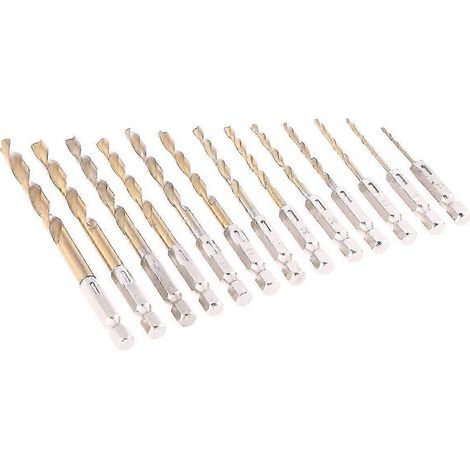 Coffret de 13 forets HSS revêtus de titane (1,5 à 6,5 mm) pour métaux, aciers durs, alliages et travail du bois, avec étui de rangement. (1/5)