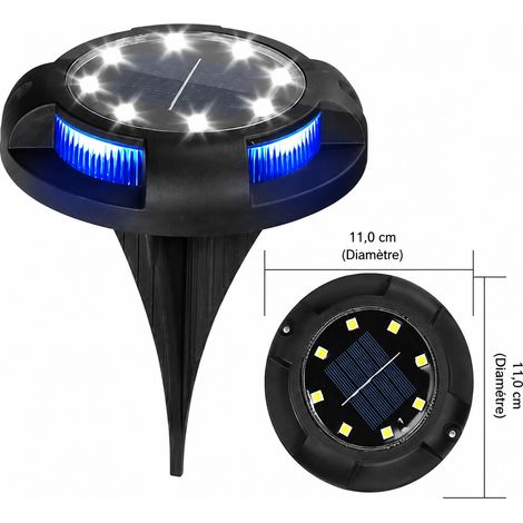 Spot solaire encastrable de sol 8+4 LED lumière chaude et latérale bleue en acier inoxydable 8 4 réf 2989 13,5 × 1,35 × 1,3 cm 300 g – Livraison gratuite