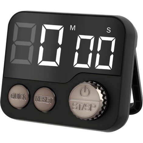BUNTHAUS Minuteur de Cuisine Aimanté, Grand Écran LCD avec Horloge Numérique & Alarme Forte, Multifonctionnel pour Pâtisserie/Sport (Timer Compte à Rebours), Noir (1/5)