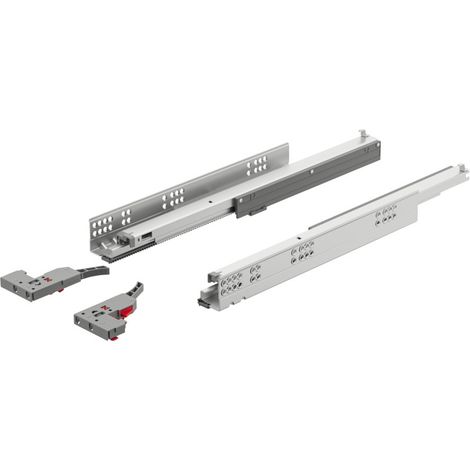 Paire de coulisses sous tiroir 400mm amortisseur avec 2 attaches HAFELE 433.03.653 (1/2)