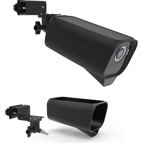 Support de gouttière compatible avec S3 Pro, étanche, souple, durable (caméra non incluse), coque en silicone + support de gouttière, noir (1/5)