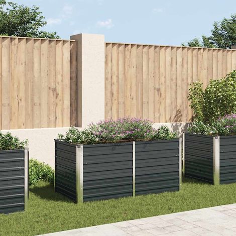 Jardinière de jardin - Balconnière à fleurs Lit surélevé Anthracite 160x80x77 cm Acier galvanisé BV704805 - BonneVie (1/5)