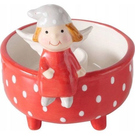 Portavelas boltze home motivo ángel rojo 10 x 9 cm