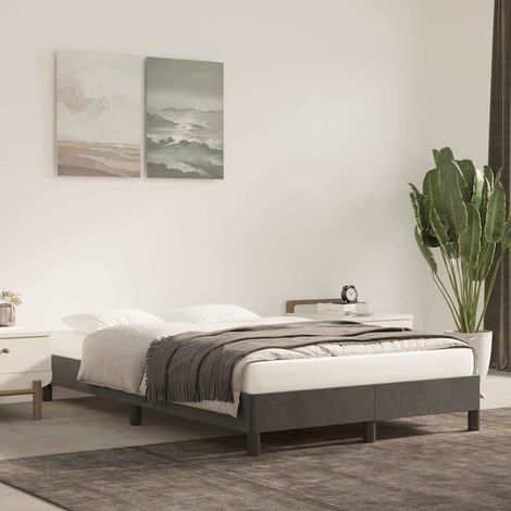 Cadre de lit 120 x 190 cm en velours gris foncé sans matelas - PANGIVO (1/5)