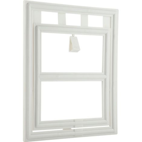 GARRYFIZH Porte en plastique pour chien, chiot, chat, verrouillage magnétique, rabat de sécurité pour porte de fenêtre à moustiquaire (blanc L) (1/5)