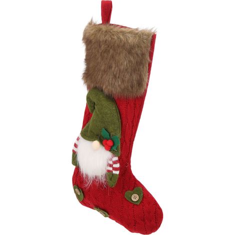 Bas de noël à motif de poupée sans visage, accessoires décoratifs rouges pour porte murale, décoration de cheminée (1/5)