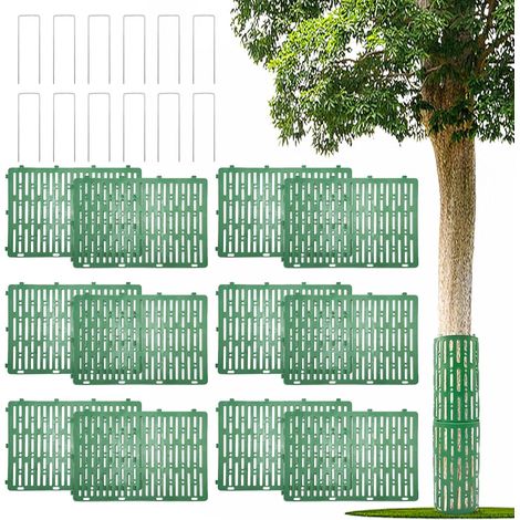 Lot de 12 protections pour tronc d'arbre - 33 x 20 cm - Avec 10 pinces en U Protection extensible pour tronc d'arbre pour prévenir les tondeuses à gazon, animaux (1/5)