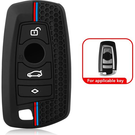 Étui en silicone noir pour clé de voiture BMW Série 1 2 3 5 7 F10 F20 F30 335 328 535 E90 E92 E93 - Coque de protection pour télécommande 3 boutons,Housse de clé de voiture pou (1/5)