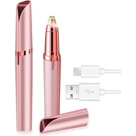 Recortadora eléctrica de precisión para el vello facial: eliminación indolora del vello de las cejas, el labio superior y la barbilla con luz LED. (1/5)