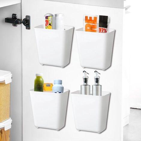 2 cajas de almacenamiento autoadhesivas para pared, ideales para la cocina, el frigorífico y objetos pequeños. (1/5)