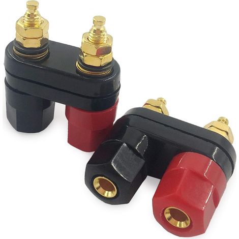 2 pcs plaqué or isolé borne de liaison amplificateur de puissance double prise banane 2 voies (1/4)