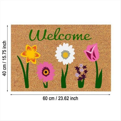 Paillasson de Bienvenue en Fibre de Florale pour Intérieur et Extérieur, Tapis D'Extérieur pour Entrée, Extérieur, Cour, Décoration (1/5)