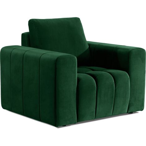 Fauteuil moderne capitonné LARKO velours-Vert impérial (1/5)