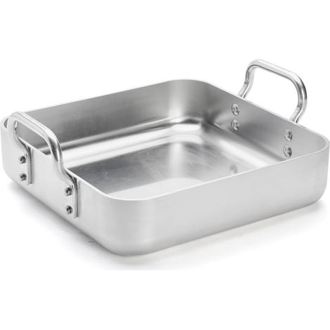 De Buyer 7664.30, Teglia rettangolare per arrosto in alluminio, 2 manici fissi, 30 x 30 cm (1/3)