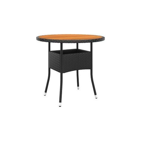 Table de jardin Ø80x75 Résine tressée et bois d'acacia Noir (1/4)