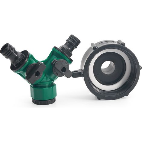 1 piece of two-way diverter IBC ton barrel plastic pipe joint ton barrel accessories Y diverter Y type valve assembly plastic pipe + 2 pieces of 4-point quick connector (1/4)