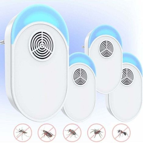 Anti Moustique Ultrason Prise, Ultrason Souris Mouche 4 Paquets, Appareil Repulsif Souris Efficace Pour Repousser Les Rats, Les Araignées, Les Moustiques, Les Souris, Les Cafards, Blanche MINKUROW