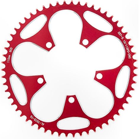 Direktmontage-Fahrradritzel, 110 mm Lochkreis, 5 Löcher, Narrow-Wide-Profil, rot getönt (1/5)