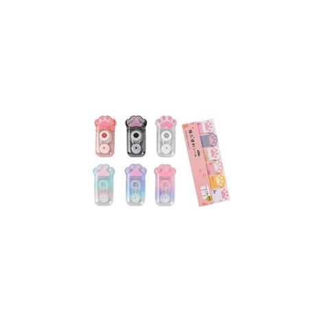 6 Stück Kawaii-Korrekturstreifen in Katzenpfotenform, Mini-Korrekturstreifen 5 mm x 6 m, Büro- und Schulbedarf für Kinder, niedliches Design – ideal als Geschenk oder für den täglichen Gebrauch (1/5)