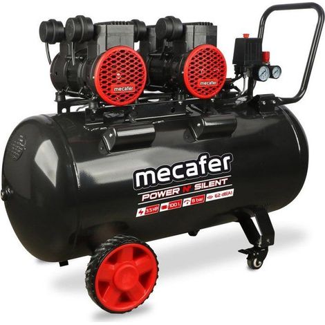 Mecafer – Compresseur sans huile 100 L – Moteur induction brushless – 3,5 HP – Pression 8 BAR – Débit d’air optimisé – 425693 (1/3)