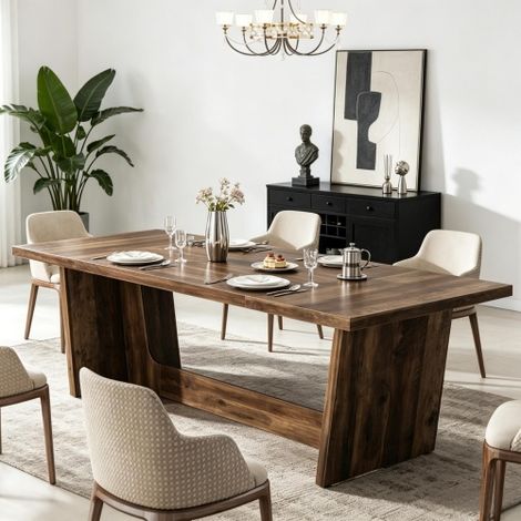 Table de salle à manger avec large plateau et piètement stable, 180 x 79 x 75 cm. Grande table fonctionnelle, table de conférence polyvalente. (1/5)