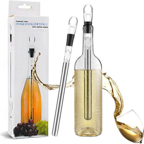 Rafraîchisseur vin bâton inox – Bec verseur, refroidissement rapide – Pour dégustation – Universel (1/5)