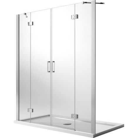 Porta doccia saloon vetro trasparente con easy-clean h 190 mod. Flip Anta + Anta 200 cm