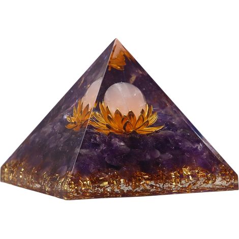 Pyramide en cristal concassé, résine adhésive cristal, décoration en pyramide pour maison et voiture, 21 cm. (1/5)