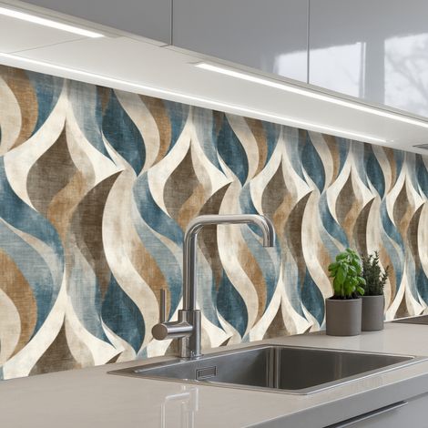 REVETEMENT MURAL DE CUISINE, CRÉDENCE DE CUISINE Abstrait - Vagues - Coloré 300x60 cm (1/5)