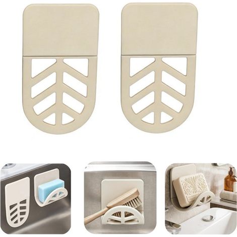Étagères porte-éponges lot de 2 de 7,3 x 12,5 cm - supports pliables adhésifs étanches pour évier, blancs (1/5)