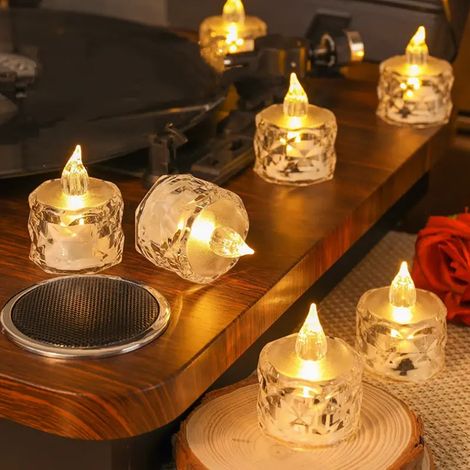 bougies cristal LED sans flamme à piles lumière chaude décorative pour mariages Noël dîner romantique table décoration de vase (1/5)