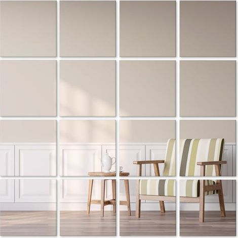 carreaux de miroir auto-adhésifs 15x15cm 16 pièces Miroirs muraux décoratifs carreaux miroirs miroir à coller