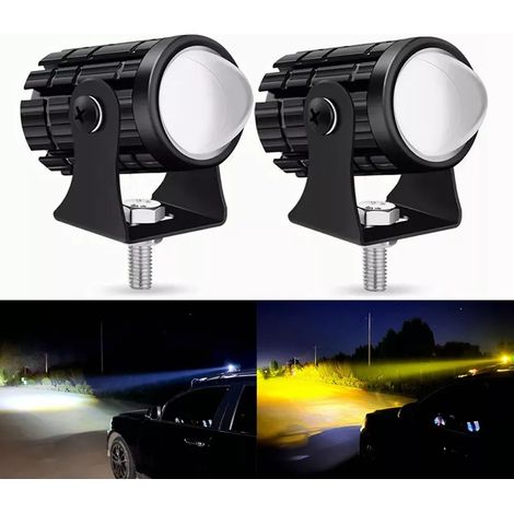 2 Stück Motorrad-LED-Scheinwerfer mit Lenkerschalter, Fern- und Abblendlicht, zweifarbig, wasserdicht für LKW, SUV, ATV, UTV, Traktor (1/5)