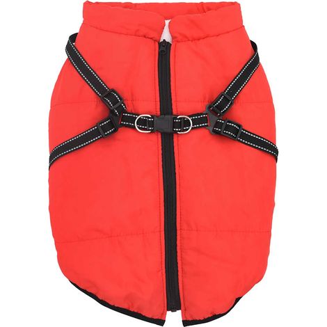 Manteau pour chien avec harnais imperméable réfléchissant 3XL Rouge (1/5)