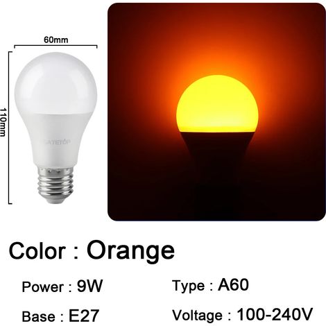(A60 E27 Orange, 4 ampoules) Ampoules LED, adaptées aux fêtes, aux KTV, aux bars et aux vitrines de magasins. (1/3)