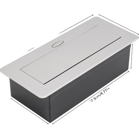 Enchufe emergente, diseño retráctil, dos puertos USB, color plata. (1/2)
