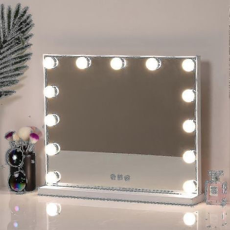 Miroir de coiffeuse Hollywood 52x42cm avec 14 ampoules LED Newway (ampoules uniquement)