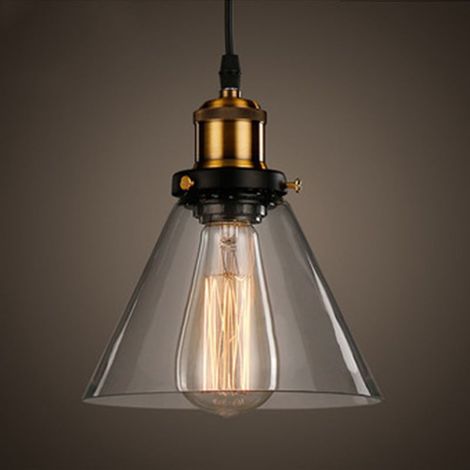 Lustre Rétro Suspension Luminaire D'Intérieur Industriel E27 Plafonnier En Verre Noir Pour Chambre Cuisine Salon Hôtel (1/5)