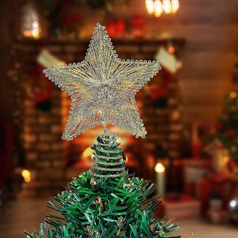 Sepfifth Décoration de sapin de Noël, étoile lumineuse à 20 LED USB avec ornements et piles (1/4)