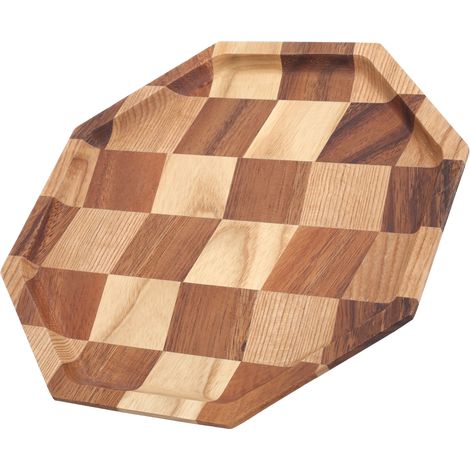Holzplatte mit Gittermuster, Serviertablett für Obst, Tee, Dessert, Brot, Abendessen, 24 x 24 cm (1/5)