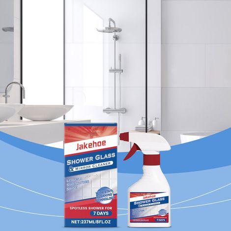 Bathroom glass descaling cleaner, removes limescale and soap smudges, anti-fog shower glass cleaner -- 237ml (1/5)